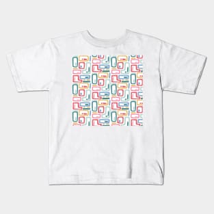 Square Geometric Pattern in Bright Kids T-Shirt